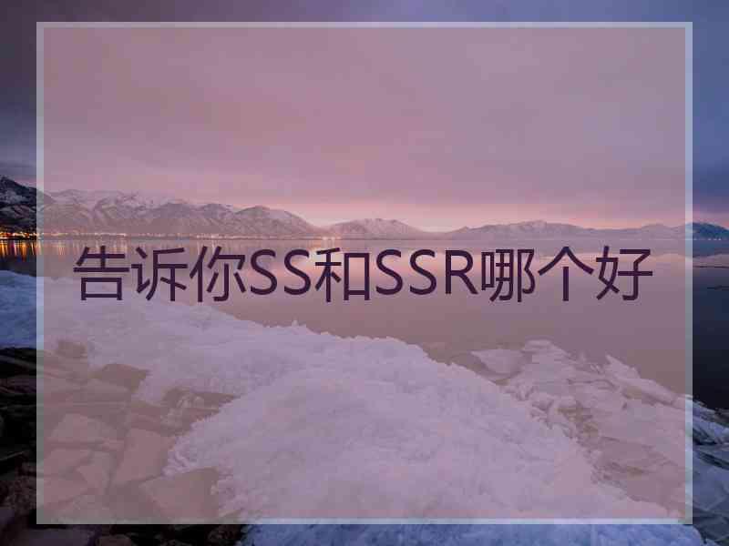 告诉你SS和SSR哪个好