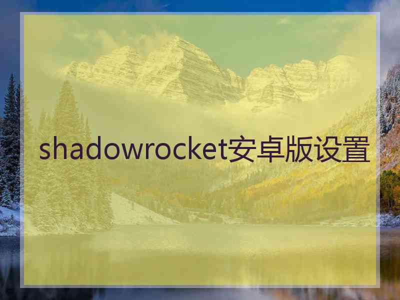 shadowrocket安卓版设置