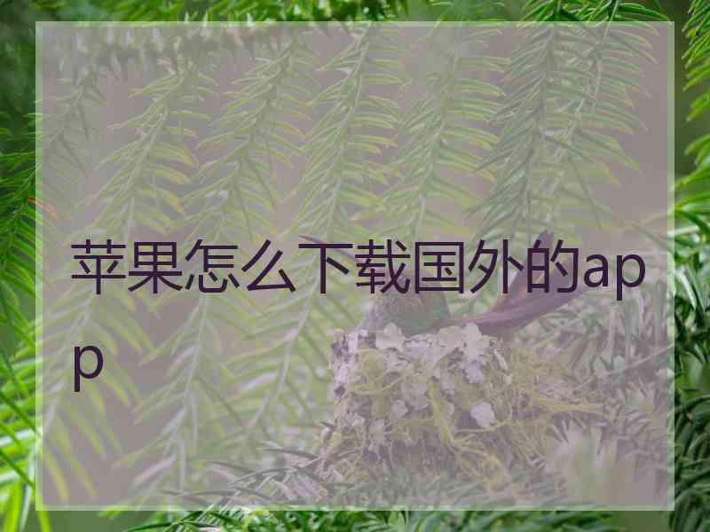 苹果怎么下载国外的app