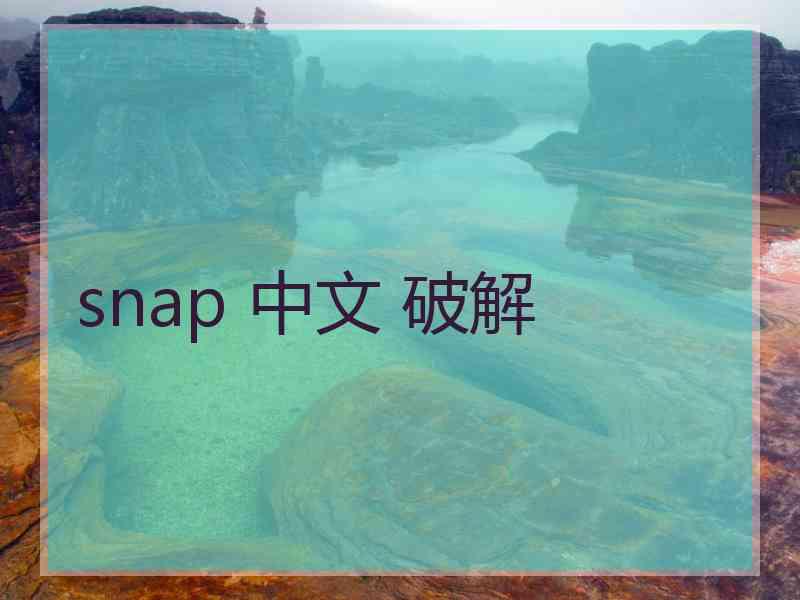 snap 中文 破解