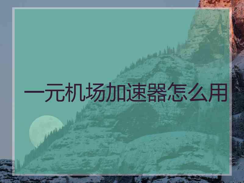 一元机场加速器怎么用