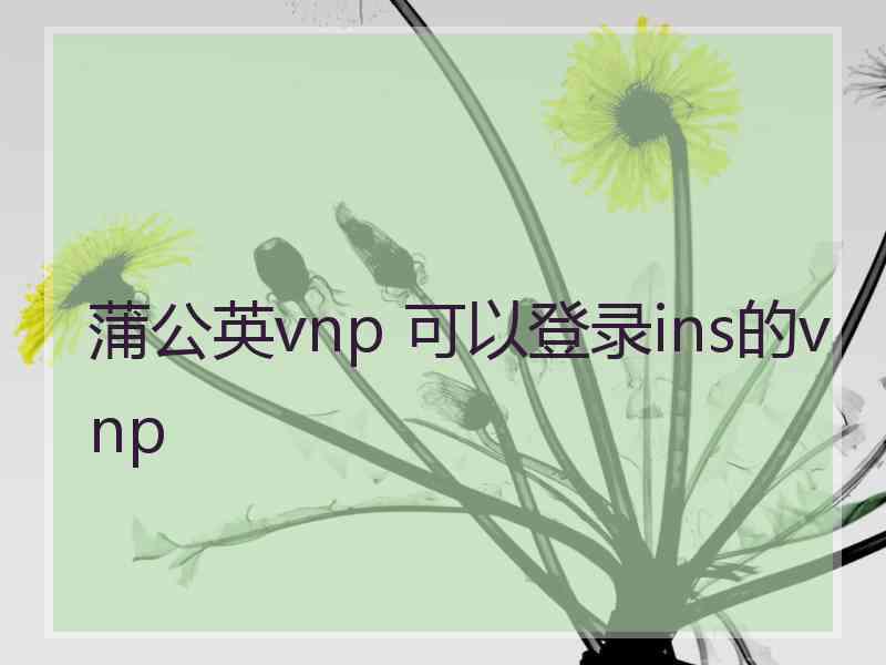 蒲公英vnp 可以登录ins的vnp