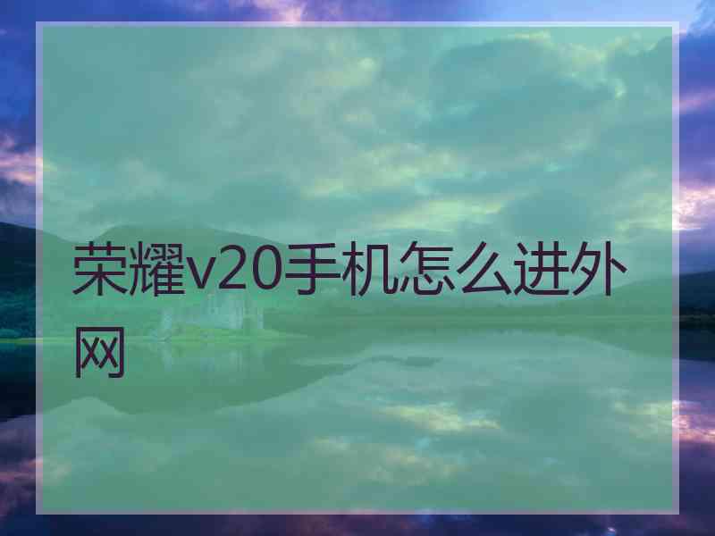 荣耀v20手机怎么进外网