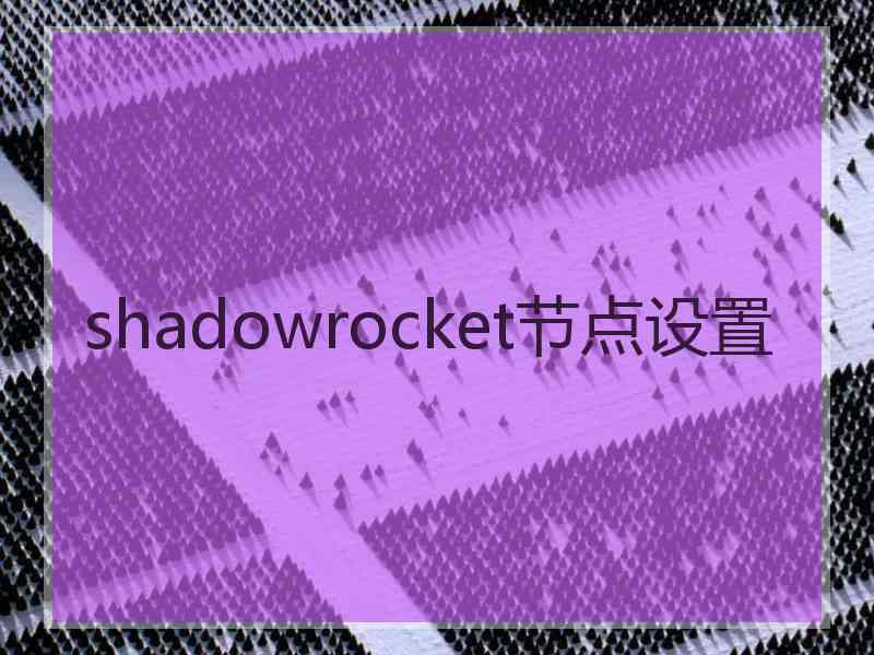 shadowrocket节点设置